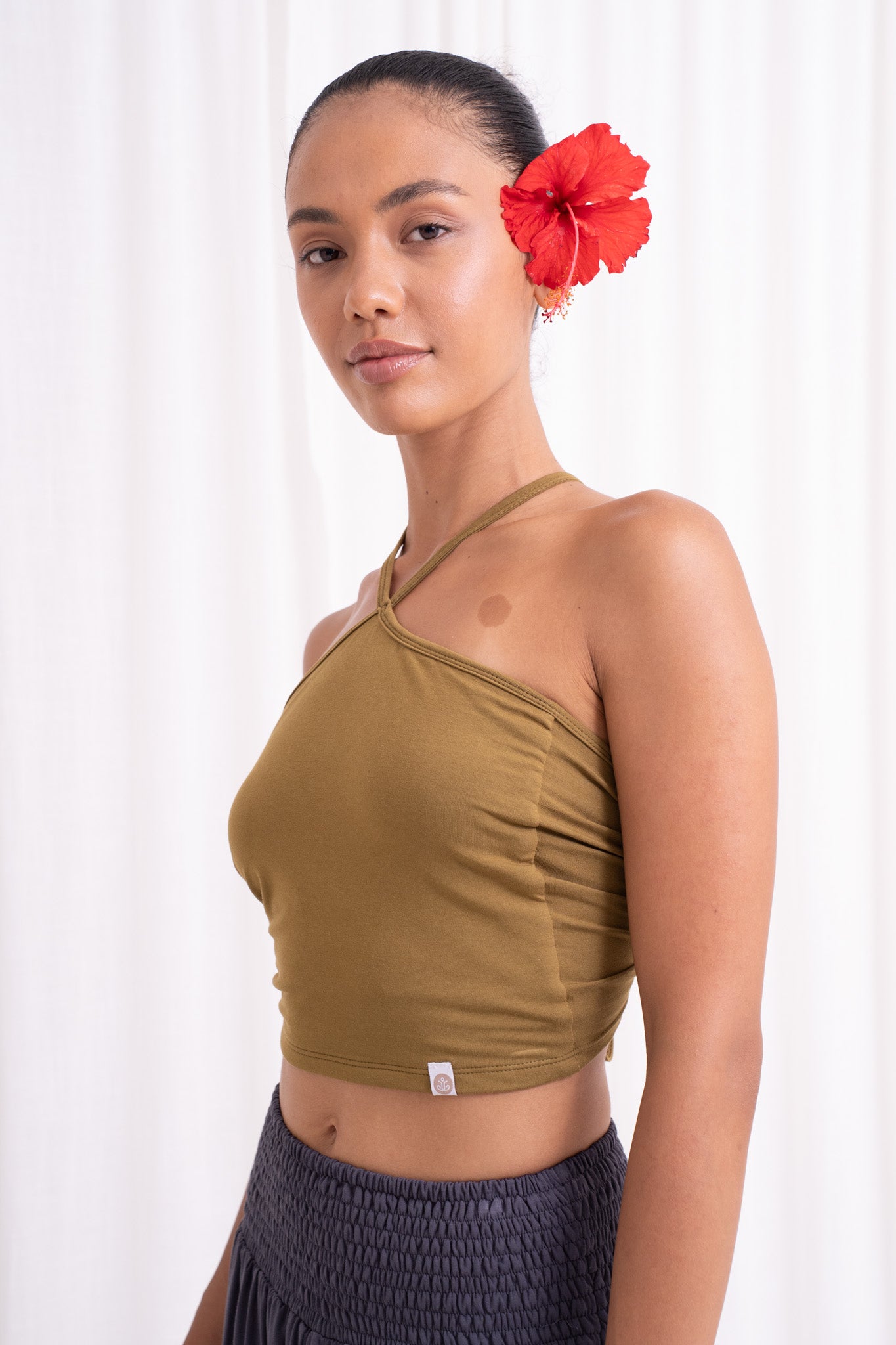 Turiya Halter-neck Top - Olive