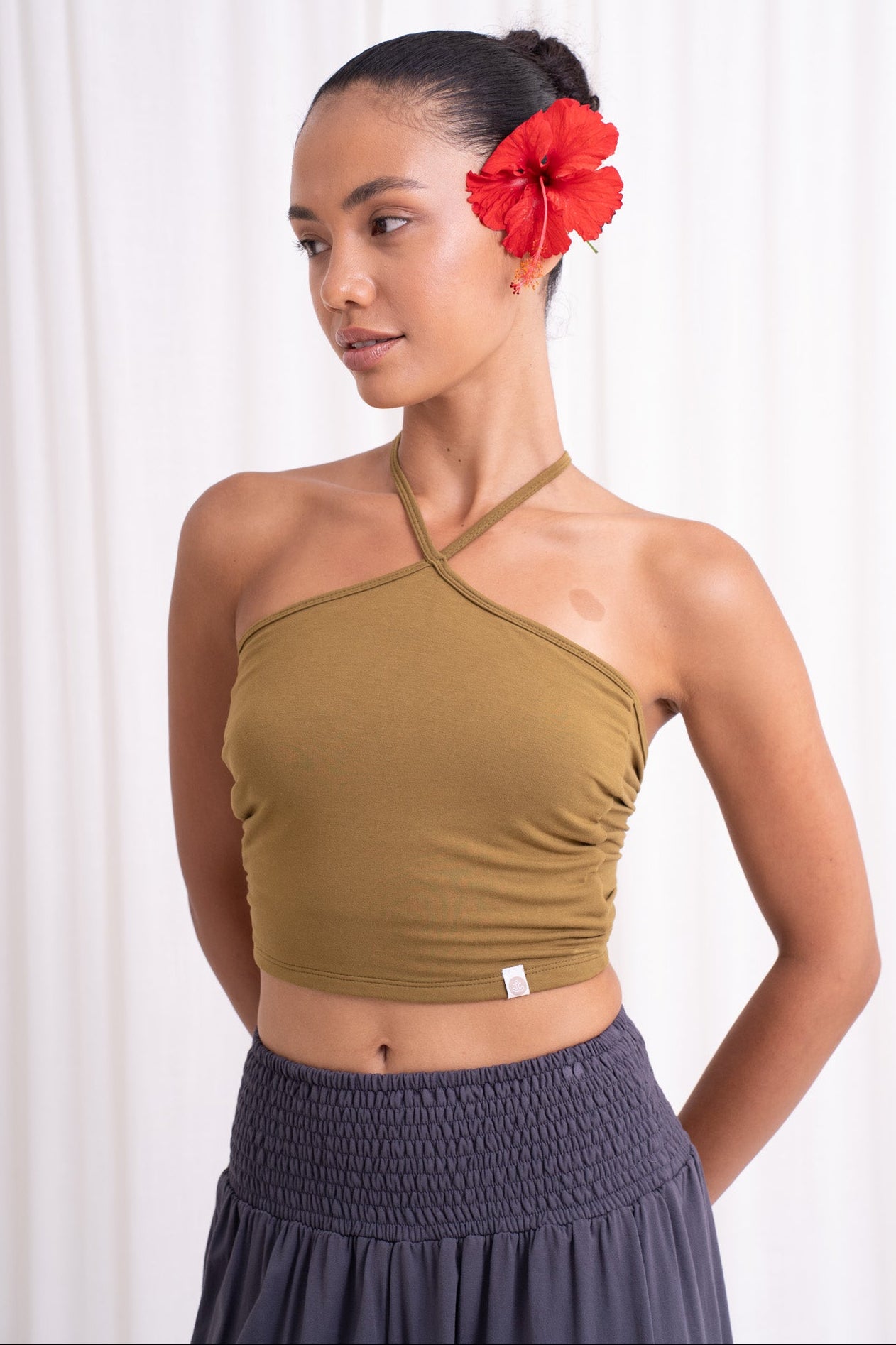 Turiya Halter-neck Top - Olive
