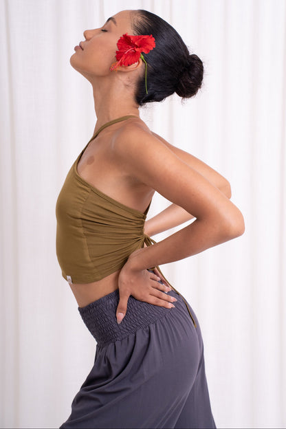 Turiya Halter-neck Top - Olive
