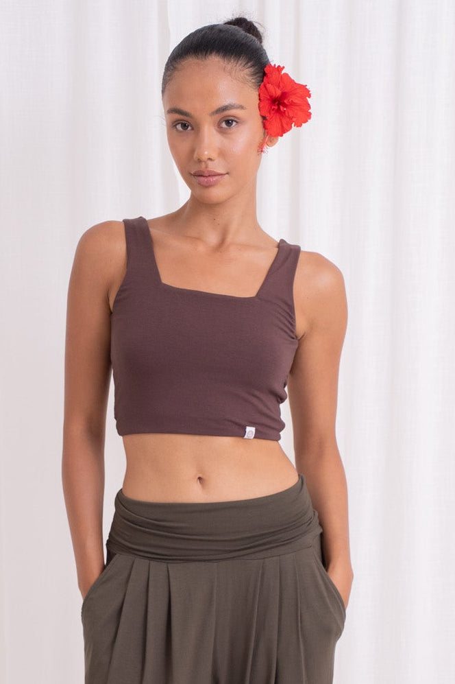 Devi Twist Back Top - Chocolate