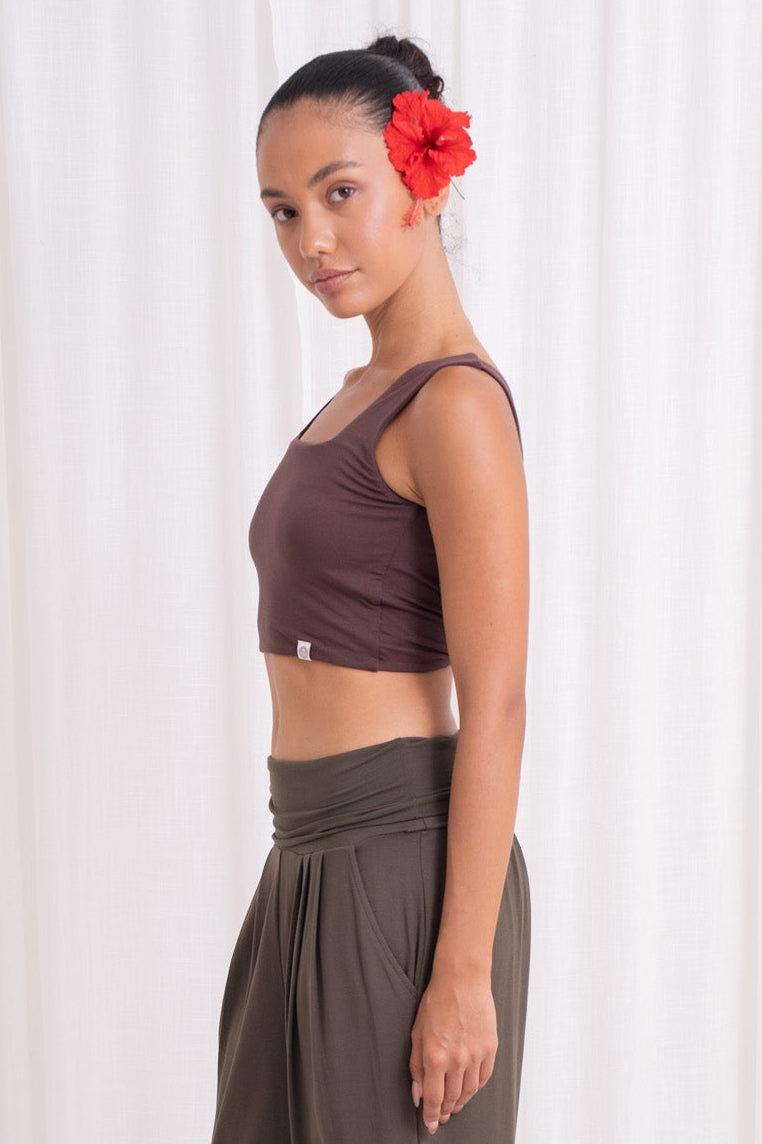 Devi Twist Back Top - Chocolate