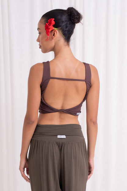 Devi Twist Back Top - Chocolate