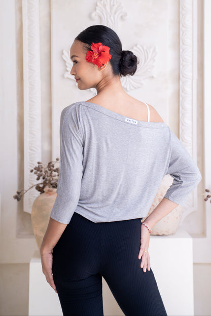 Nadi Off-Shoulder Drape - Fog