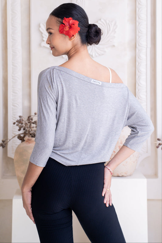 Nadi Off-Shoulder Drape - Fog