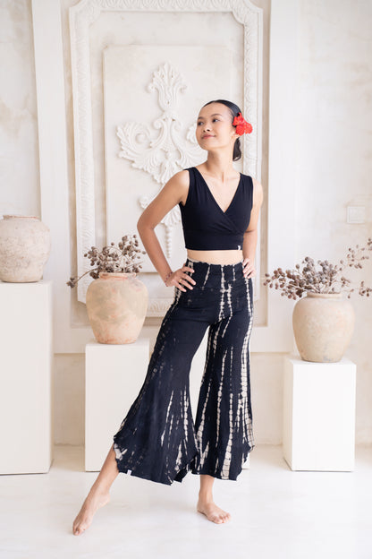 Chandra Flare Pants - Tie-dye Black
