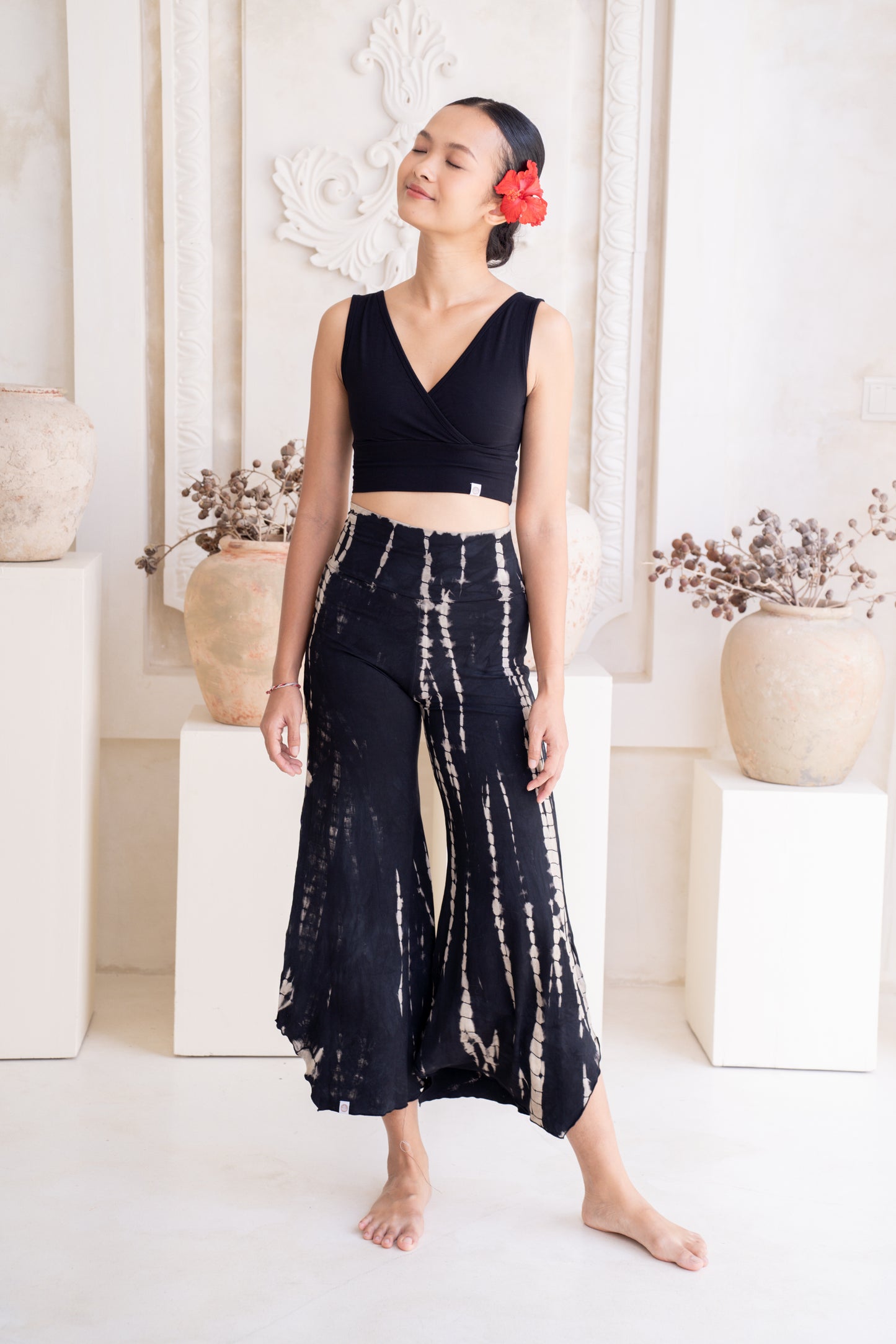 Chandra Flare Pants - Tie-dye Black