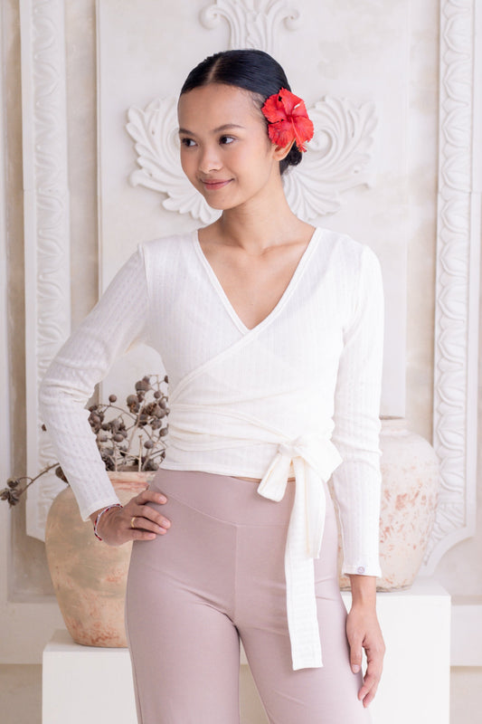 Sara Wrap Pointelle Cardigan - French Vanilla