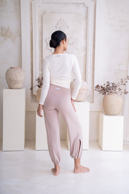 Sita Jogger Pants with Slit - Sand
