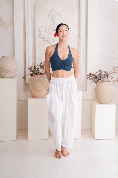 Maya Draped Pants with Pockets - Coconut Milk