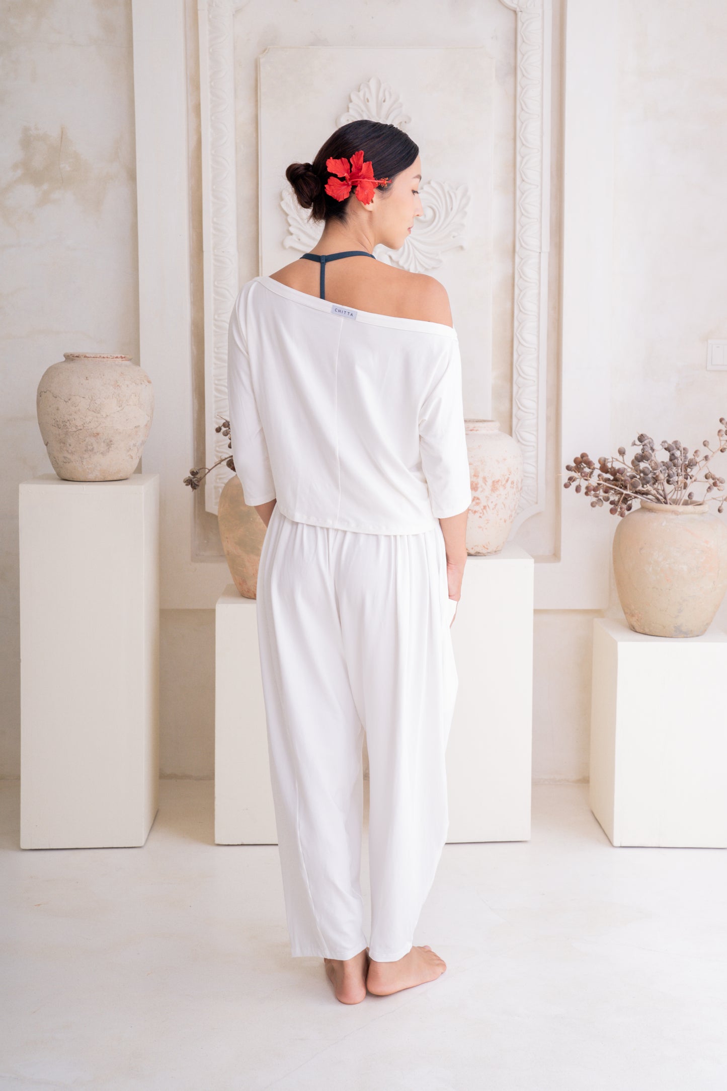 Maya Draped Pants with Pockets - Coconut Milk