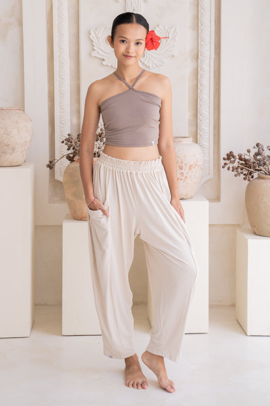 Maya Draped Pants with Pockets - Seashell