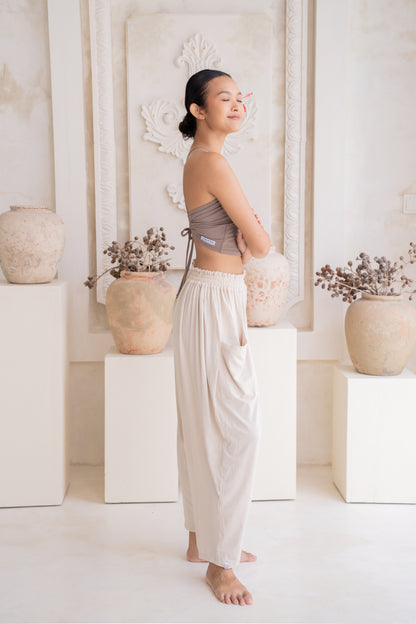 Maya Draped Pants with Pockets - Seashell