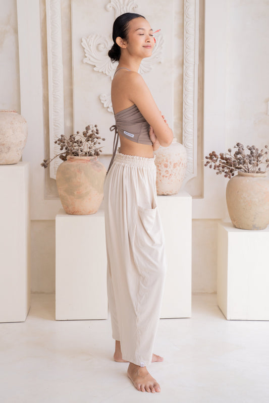 Maya Draped Pants with Pockets - Seashell