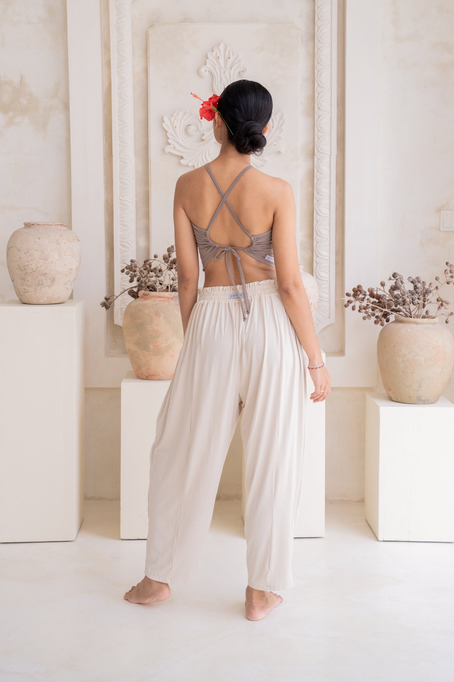 Maya Draped Pants with Pockets - Seashell