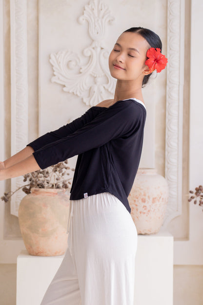 Nadi Off-Shoulder Drape - Black