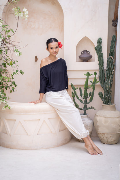 Nadi Off-Shoulder Drape - Black
