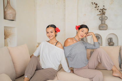 Nadi Off-Shoulder Drape - Fog