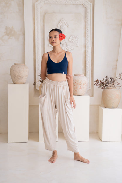 Maya Draped Pants with Pockets - Seashell
