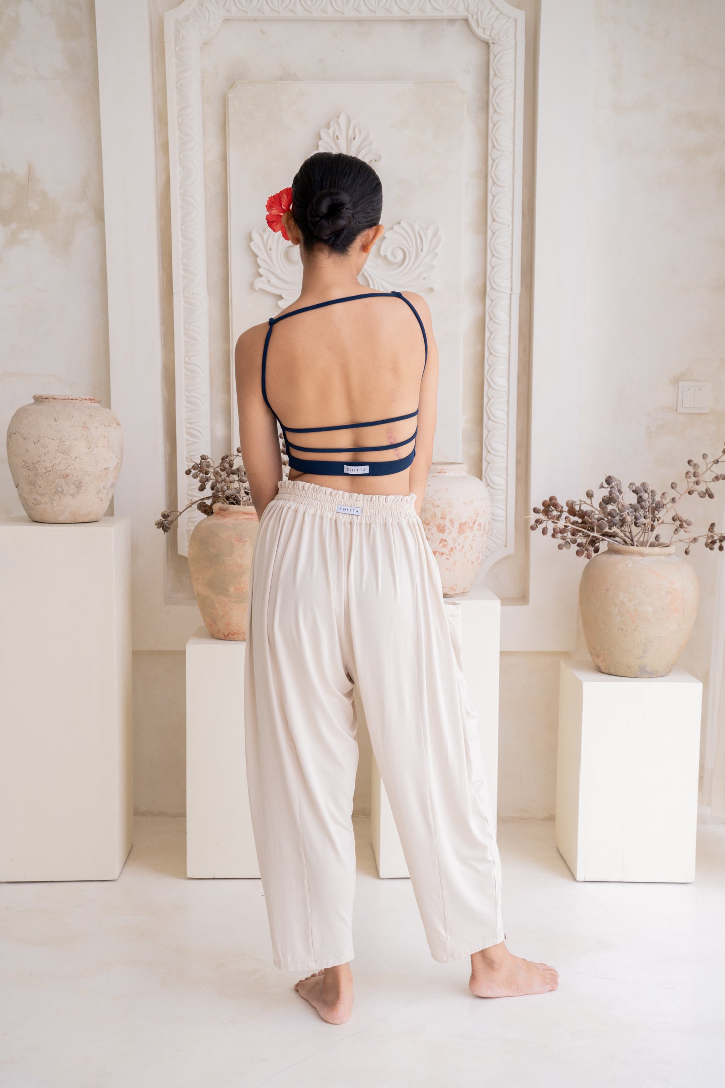 Maya Draped Pants with Pockets - Seashell