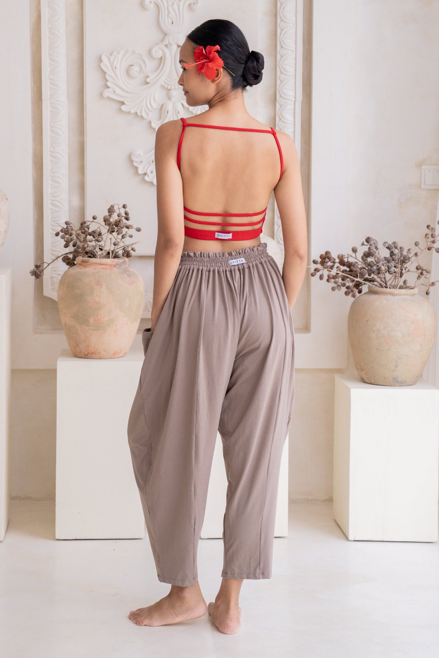 Maya Draped Pants with Pockets - Sable