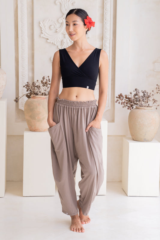 Maya Draped Pants with Pockets - Sable
