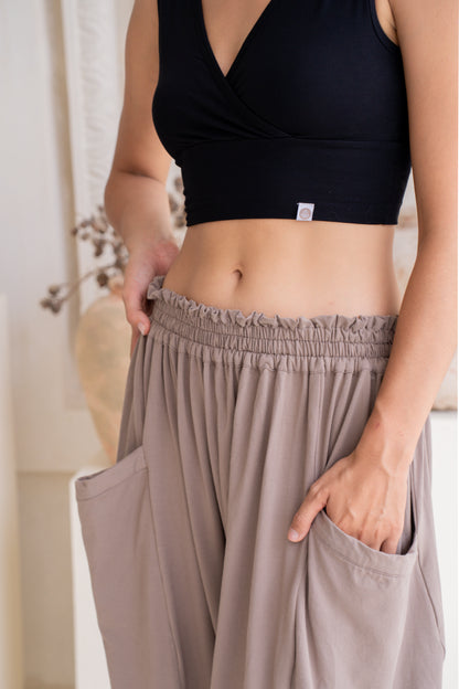 Maya Draped Pants with Pockets - Sable