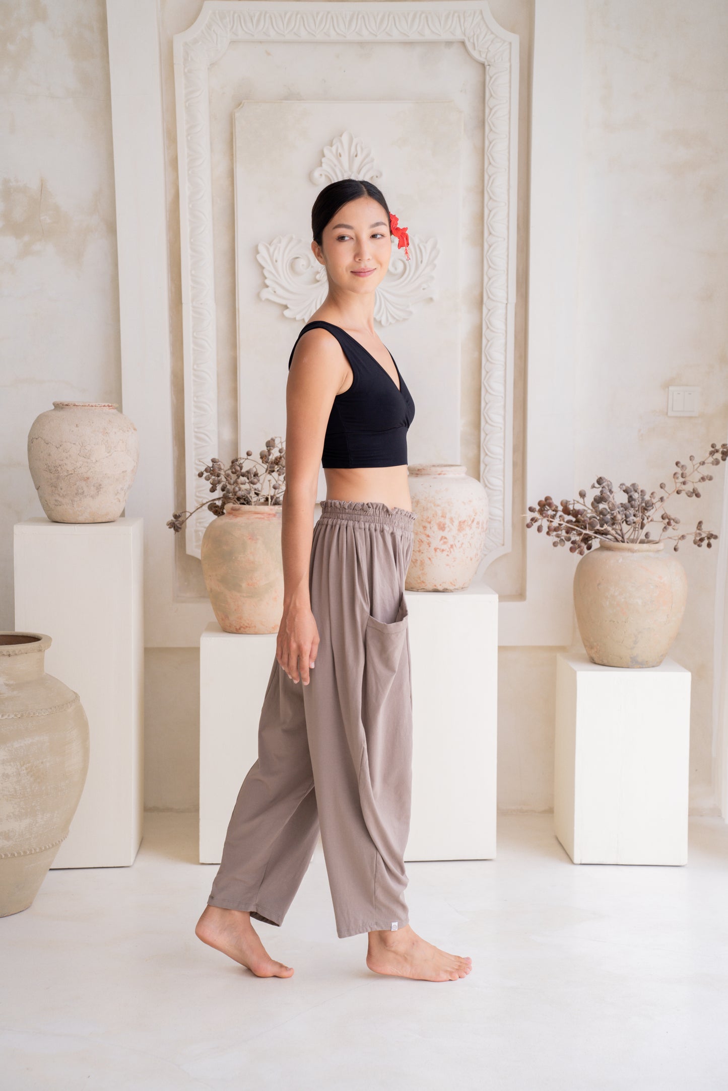 Maya Draped Pants with Pockets - Sable