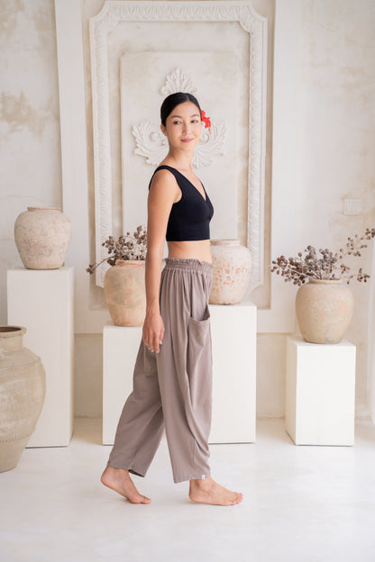 Maya Draped Pants with Pockets - Sable