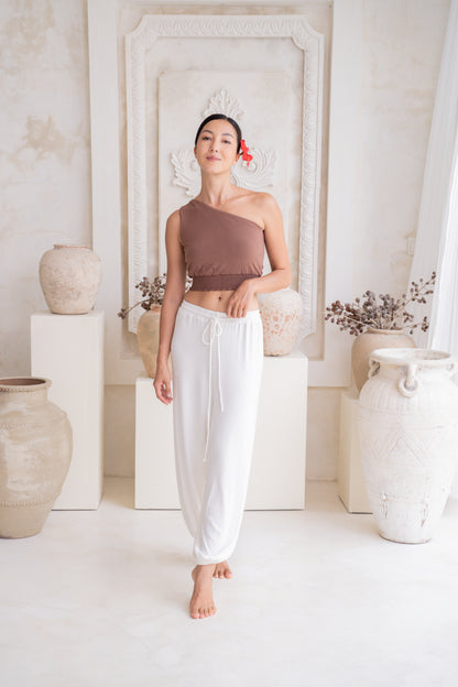 Soma Wide Ribbed Joggers - Crème