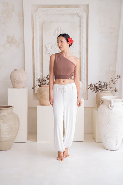 Soma Wide Ribbed Joggers - Crème