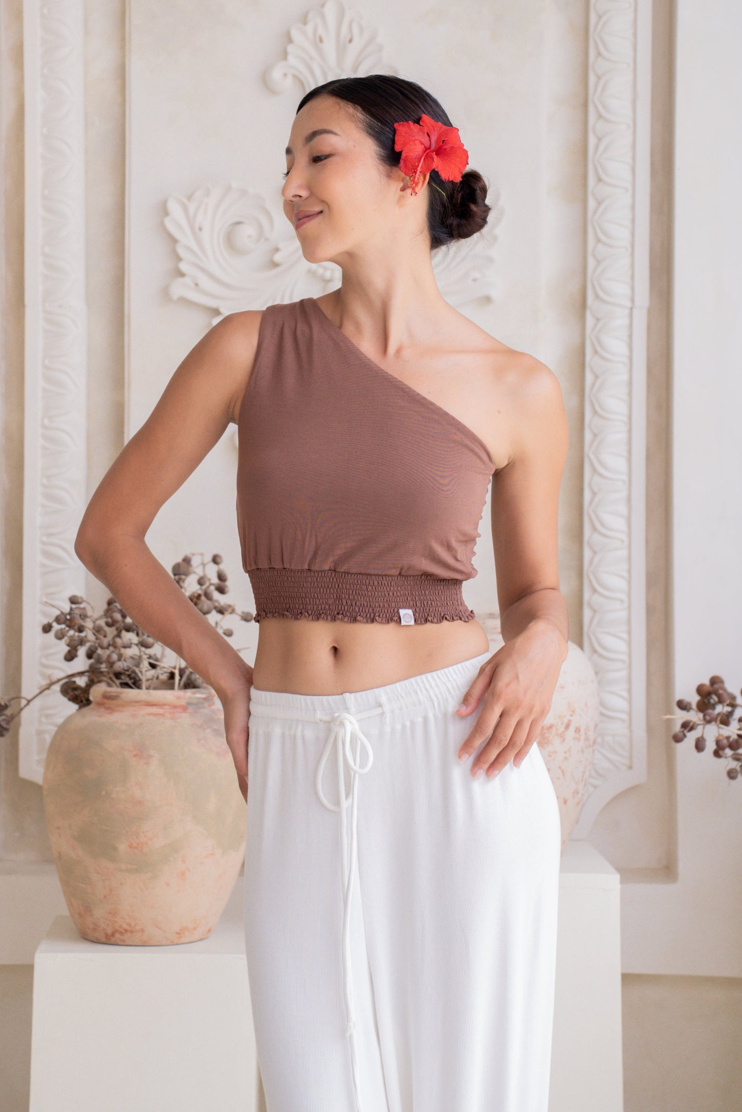 Dhyana Off-shoulder Top - Cocoa