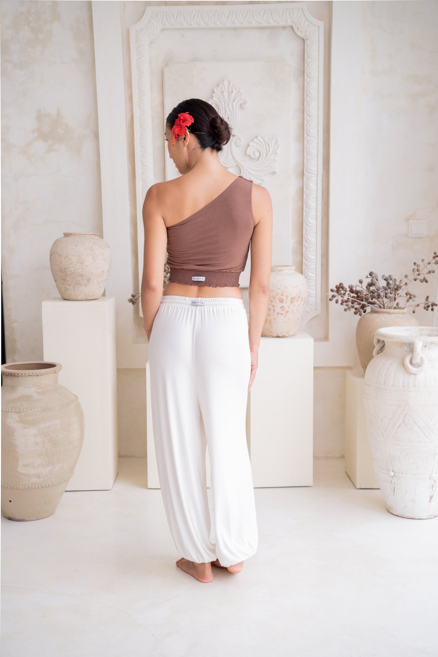 Soma Wide Ribbed Joggers - Crème