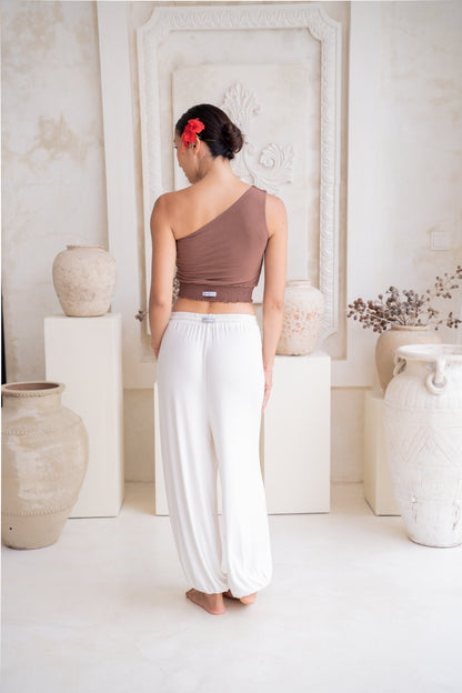 Soma Wide Ribbed Joggers - Crème