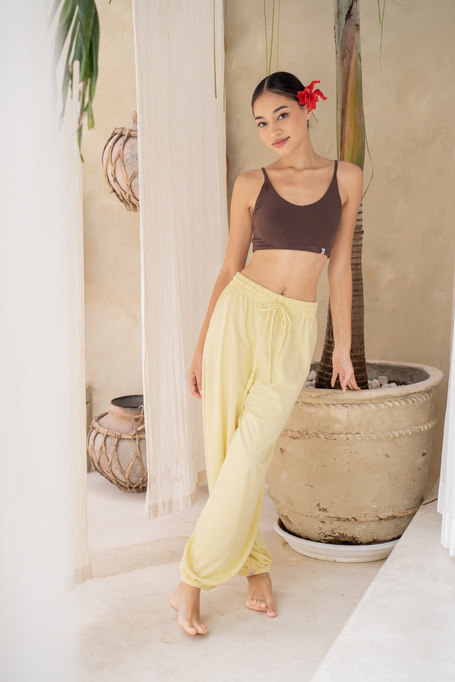Soma Wide Joggers - Lemon