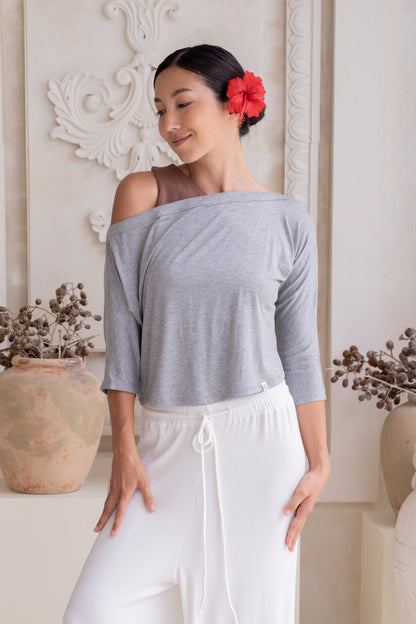 Nadi Off-Shoulder Drape - Fog