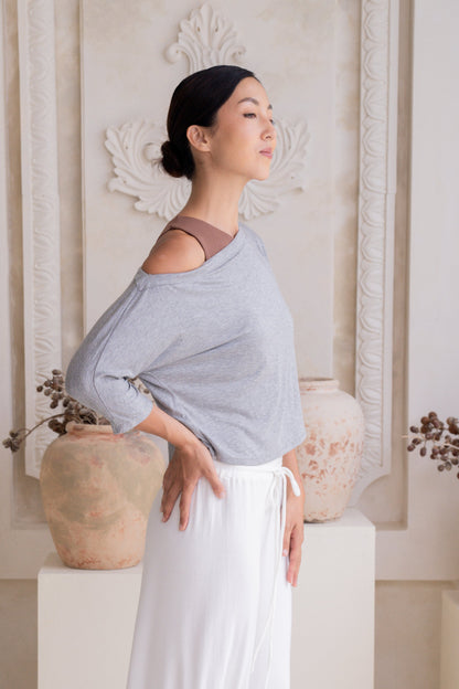 Nadi Off-Shoulder Drape - Fog