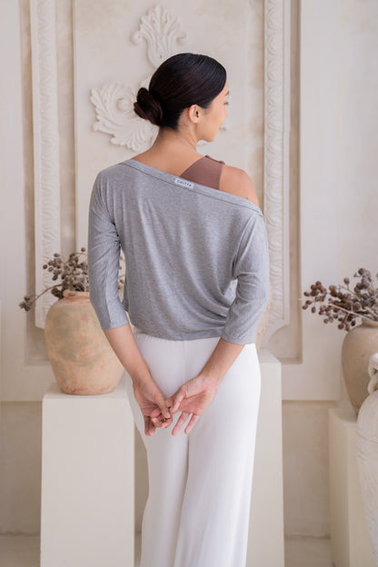 Nadi Off-Shoulder Drape - Fog