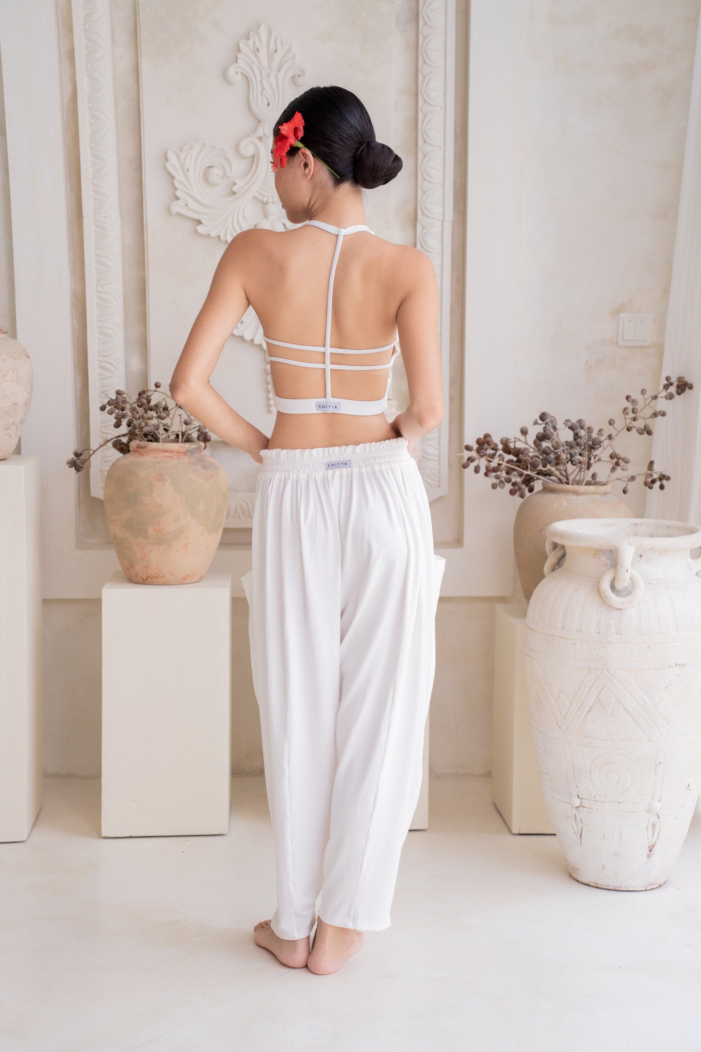 Maya Draped Pants with Pockets - Coconut Milk