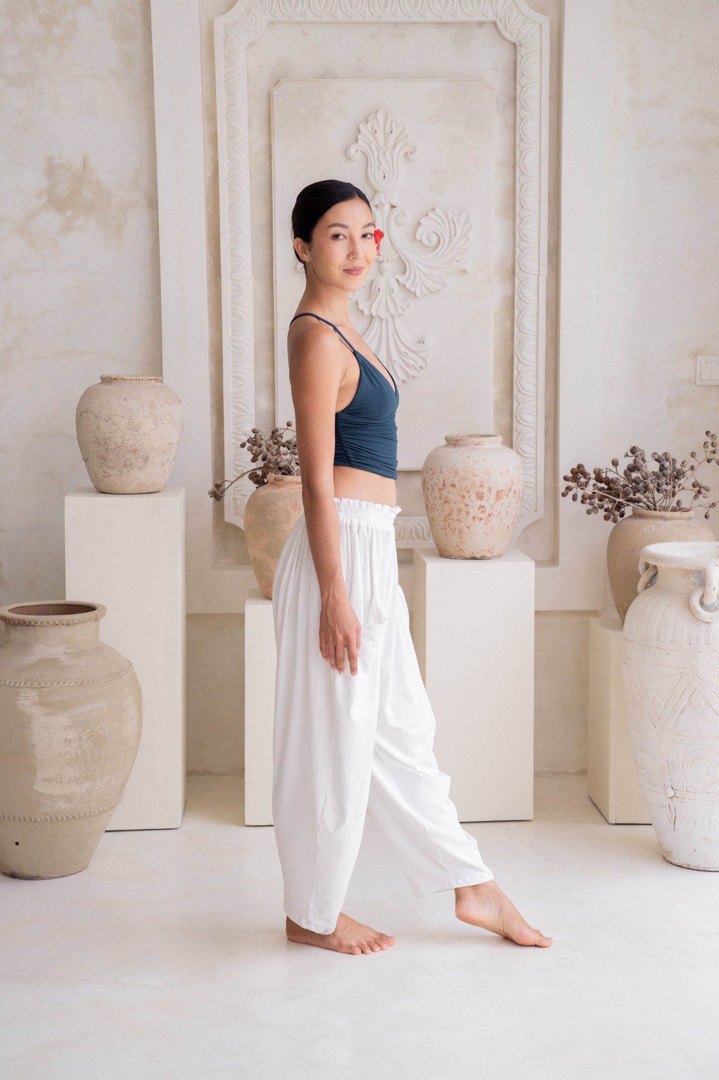 Maya Draped Pants with Pockets - Coconut Milk